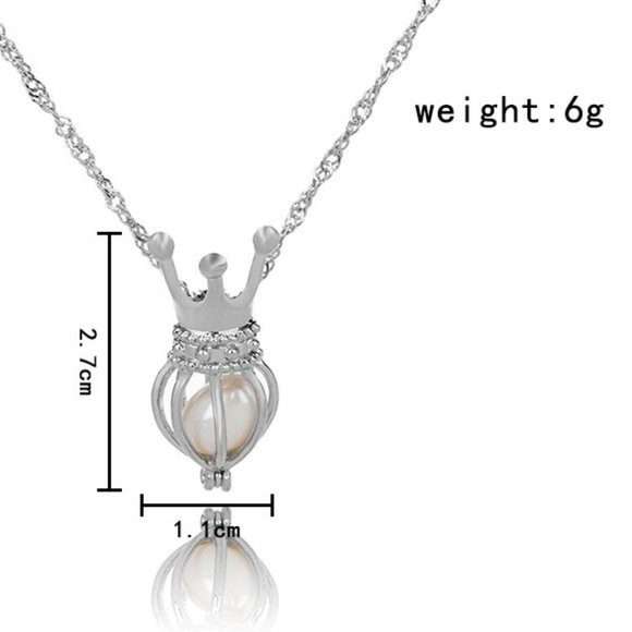 Crown and Pearl Romantic Pendant 18" Necklace - Picture 3 of 6